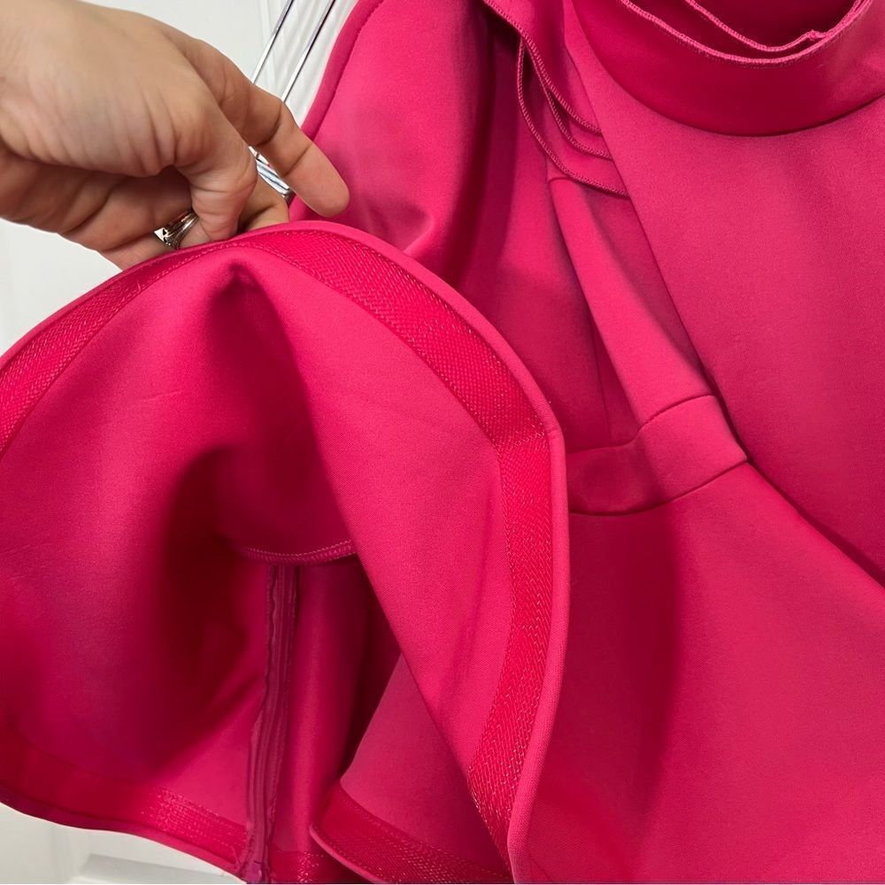 CQ by CQ One Shoulder Ruffle Asymmetrical One Shoulder Peplum Top Pink Fuchsia - Picture 9 of 15